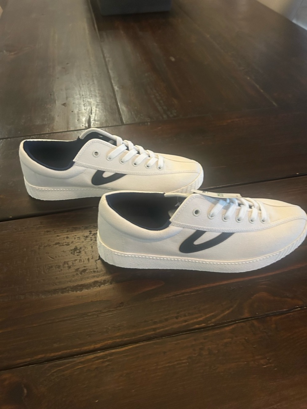 NWT Tretorn White Canvas Low-Top Sneakers with Navy Accent